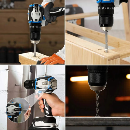 Taladro Atornillador Eléctrico Inalámbrico / Taladro de Impacto 3 en 1.