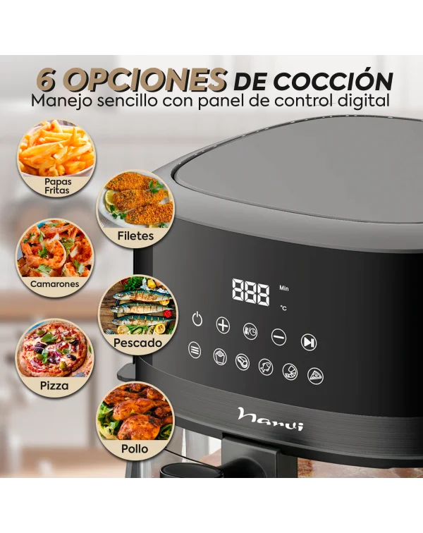 Freidora de Aire NARVI NF30, Capacidad 4.5L, Potencia 1500W, Cocción 360°.