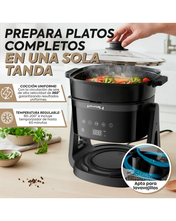 Freidora de Aire NARVI NF30, Capacidad 4.5L, Potencia 1500W, Cocción 360°.