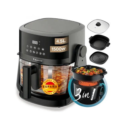 Freidora de Aire NARVI NF30, Capacidad 4.5L, Potencia 1500W, Cocción 360°.