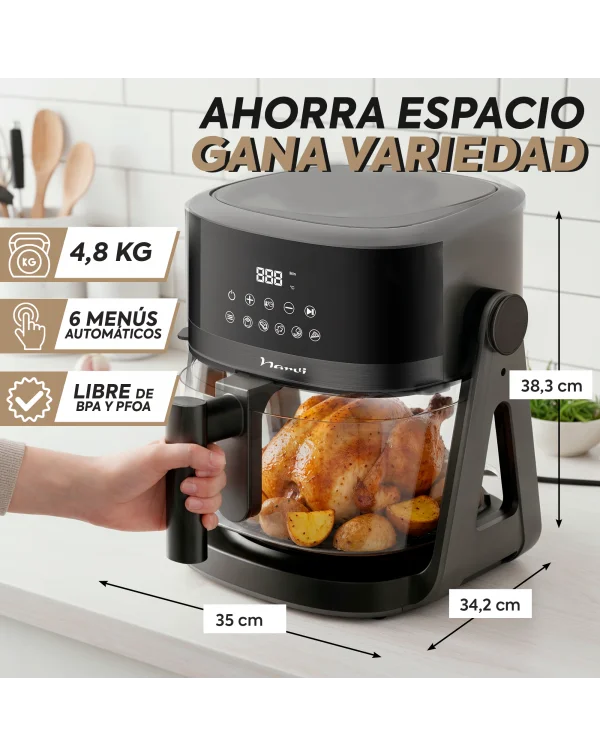 Freidora de Aire NARVI NF30, Capacidad 4.5L, Potencia 1500W, Cocción 360°.