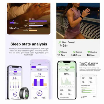 Anillo inteligente Almalux, monitor de salud, Impermeabilidad IP68.