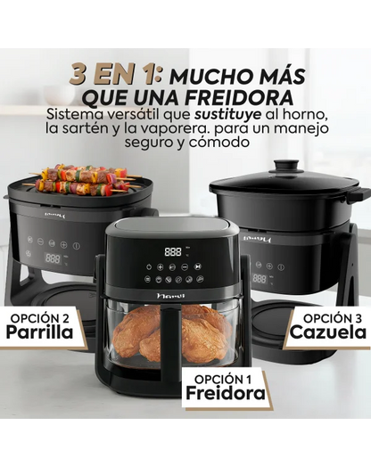 Freidora de Aire NARVI NF30, Capacidad 4.5L, Potencia 1500W, Cocción 360°.