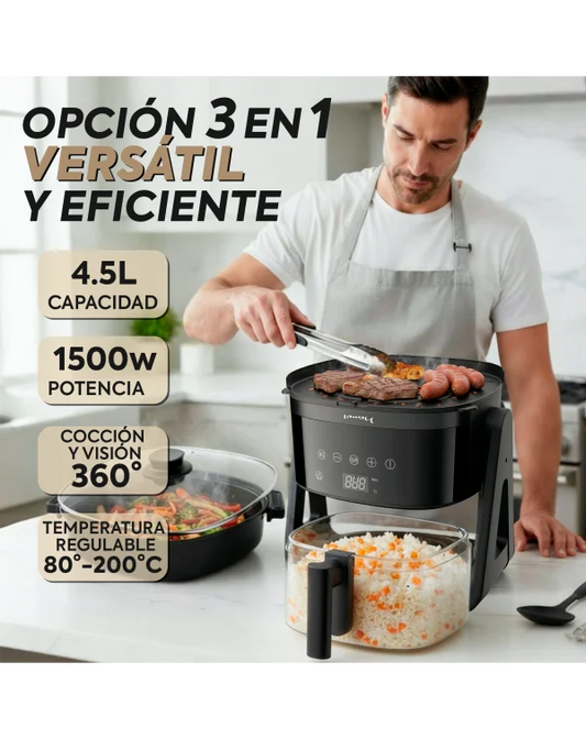 Freidora de Aire NARVI NF30, Capacidad 4.5L, Potencia 1500W, Cocción 360°.