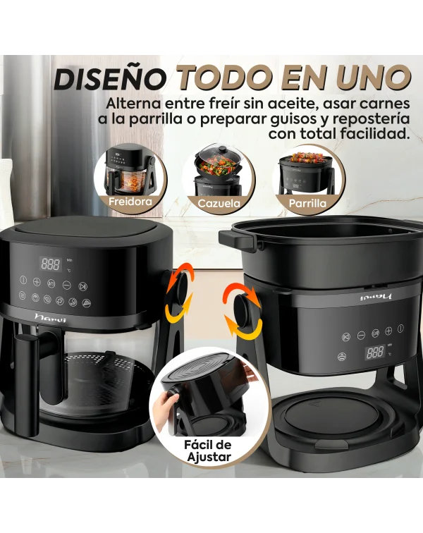 Freidora de Aire NARVI NF30, Capacidad 4.5L, Potencia 1500W, Cocción 360°.