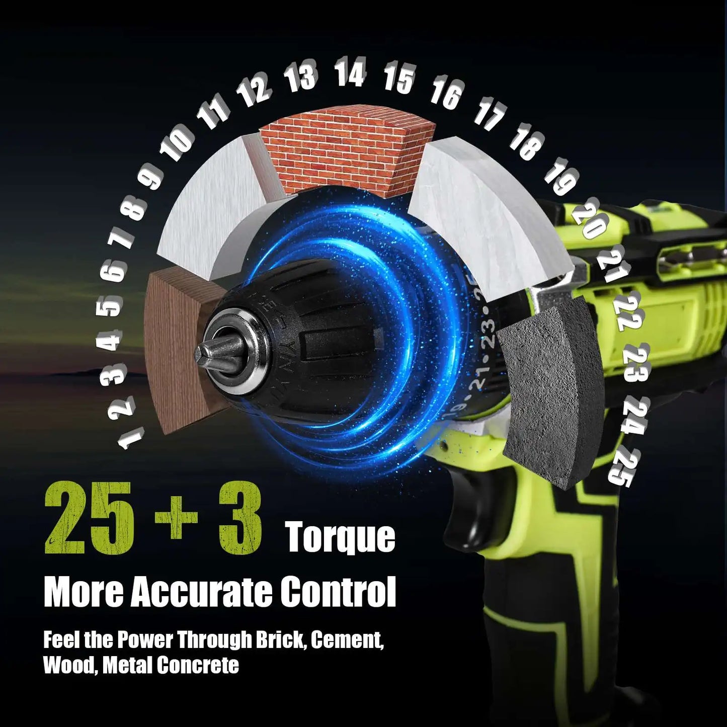 Taladro de Impacto Inalámbrico de 21 V y 1350 RPM + 2 Baterias.